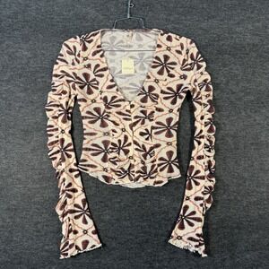 Free People Women's Through the Meadow Top - White Sand Combo - XS - NWT